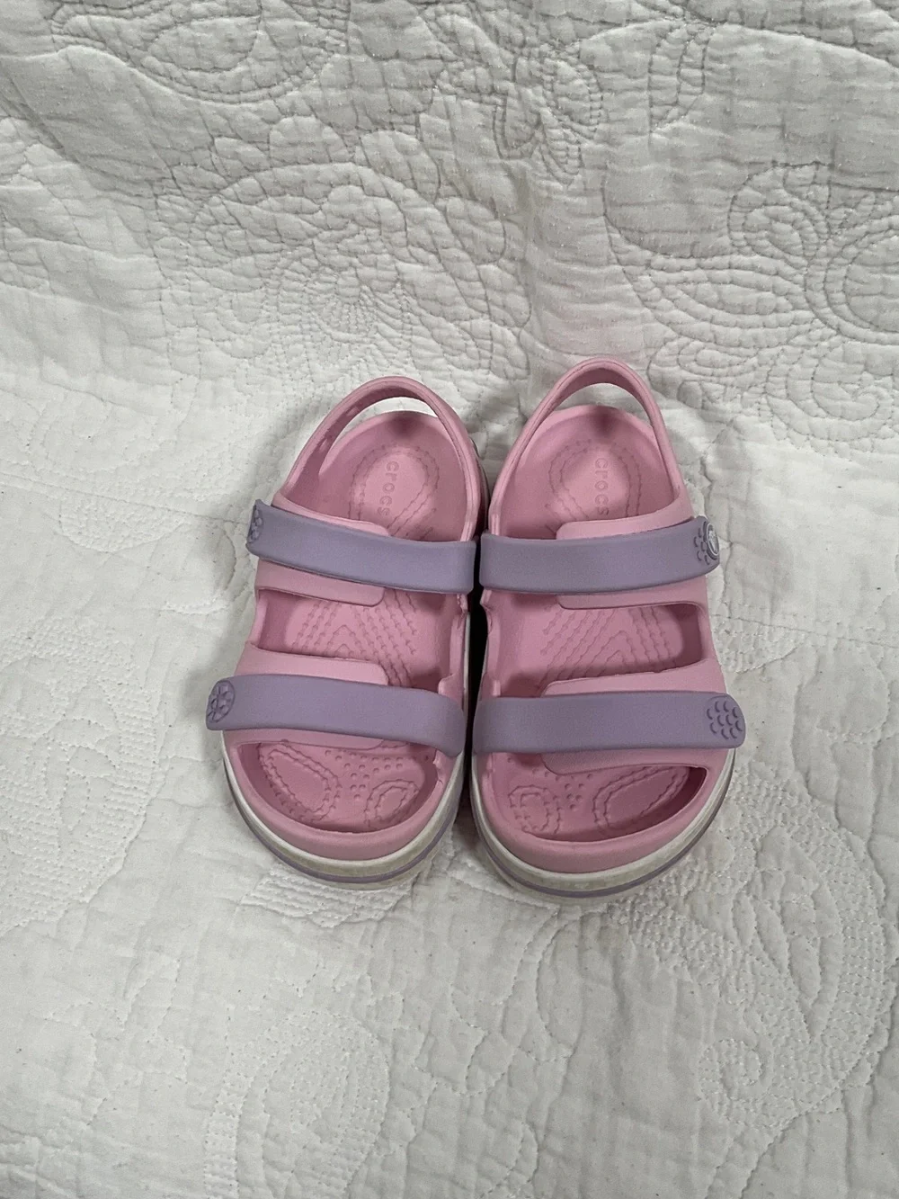 CROCS Pink and Lavender Kids Strap Sandals